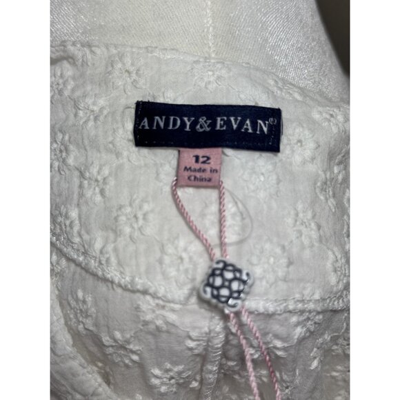 Andy & Evan Size 12 Y White Embroidered Tunic Top With Multicolor Tassels - Picture 7 of 7